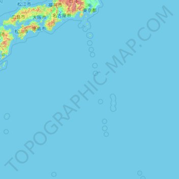 Topografische Karte Tokio, Höhe, Relief