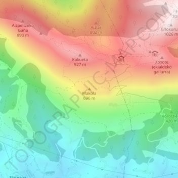 Topografische Karte Makola, Höhe, Relief