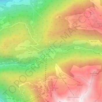 Topografische Karte Ochsengarten, Höhe, Relief