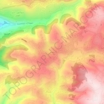 Topografische Karte Baaqline, Höhe, Relief