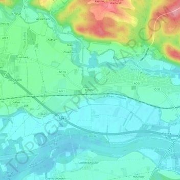 Topografische Karte Enhofen, Höhe, Relief