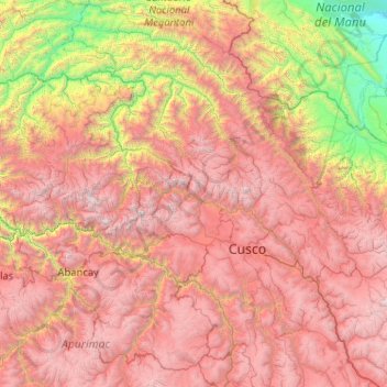Topografische Karte Urubamba, Höhe, Relief