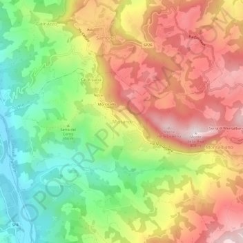 Topografische Karte Missano, Höhe, Relief