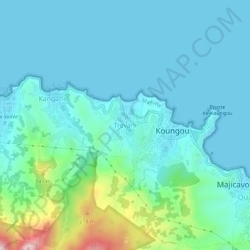 Topografische Karte Trévani, Höhe, Relief