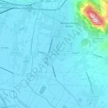 Topografische Karte Le Case, Höhe, Relief