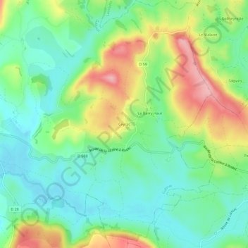 Topografische Karte Ceyrac, Höhe, Relief