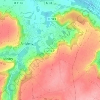 Topografische Karte Hignières, Höhe, Relief