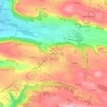 Topografische Karte Demptézieu, Höhe, Relief