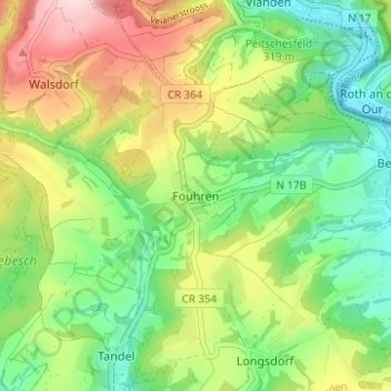 Topografische Karte Fuhren, Höhe, Relief
