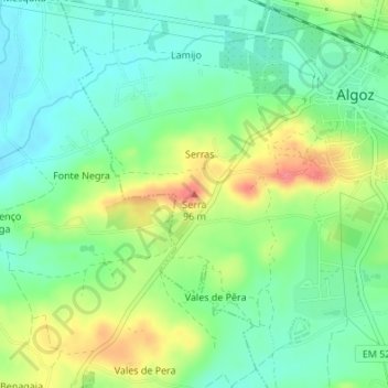 Topografische Karte Serra, Höhe, Relief