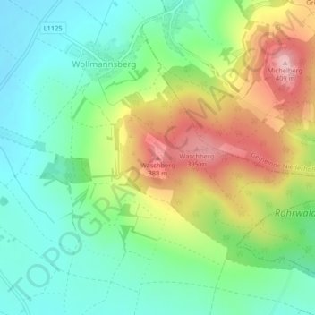 Topografische Karte Waschberg, Höhe, Relief