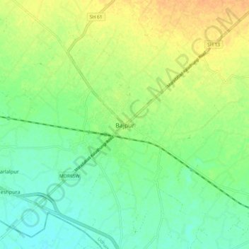 Topografische Karte Bajpur, Höhe, Relief