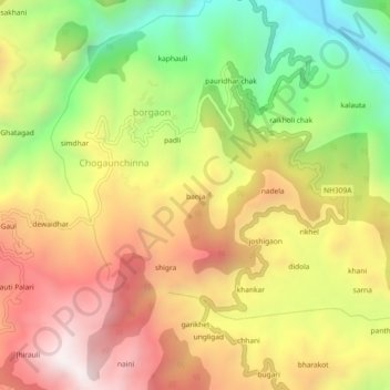 Topografische Karte banja, Höhe, Relief