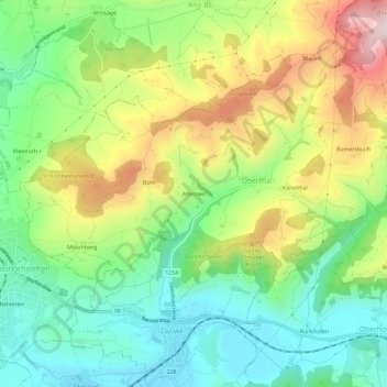 Topografische Karte Alterswil, Höhe, Relief