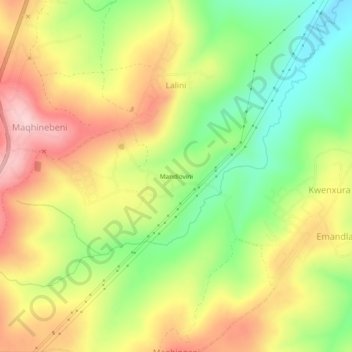 Topografische Karte Mandlovini, Höhe, Relief