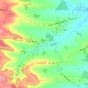 Topografische Karte La Roquette, Höhe, Relief