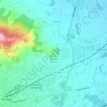 Topografische Karte Monte Oliveto, Höhe, Relief