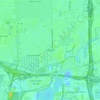 Topografische Karte Riverland, Höhe, Relief