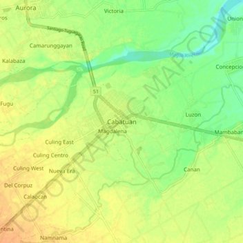 Topografische Karte Cabatuan, Höhe, Relief