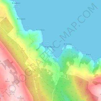 Topografische Karte Valun, Höhe, Relief