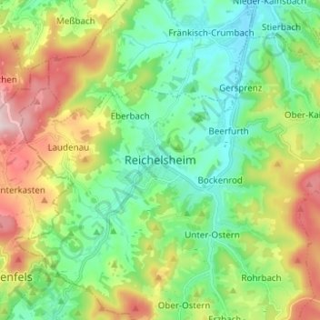 Topografische Karte Reichelsheim, Höhe, Relief