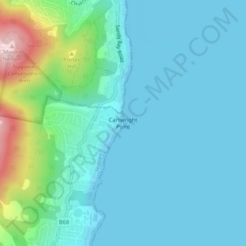 Topografische Karte Cartwright Point, Höhe, Relief