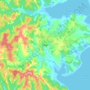 Topografische Karte Оха, Höhe, Relief