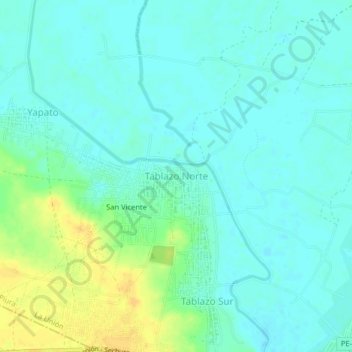 Topografische Karte Tablazo Norte, Höhe, Relief