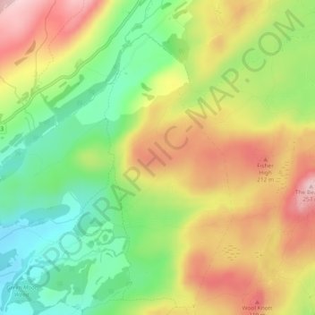 Topografische Karte Yew Bank, Höhe, Relief