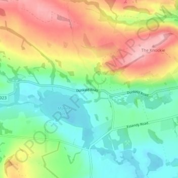 Topografische Karte Kinloch, Höhe, Relief