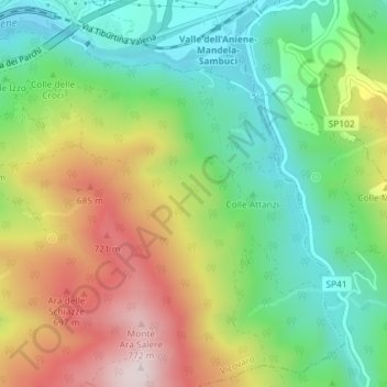 Topografische Karte Le Tassata, Höhe, Relief