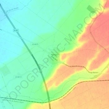 Topografische Karte Reliegos, Höhe, Relief