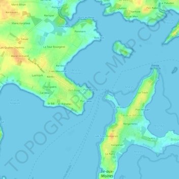 Topografische Karte Port Blanc, Höhe, Relief