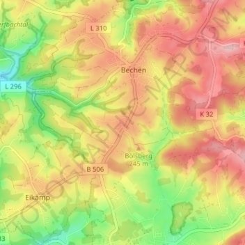 Topografische Karte Herweg, Höhe, Relief