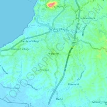 Topografische Karte Phillipines, Höhe, Relief