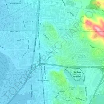 Topografische Karte Chabot Terrace, Höhe, Relief