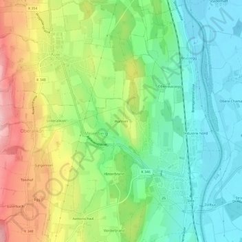 Topografische Karte Wannen, Höhe, Relief