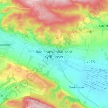 Topografische Karte Bad Frankenhausen/Kyffhäuser, Höhe, Relief