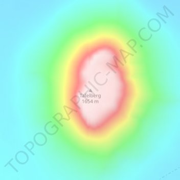 Topografische Karte Tafelberg, Höhe, Relief