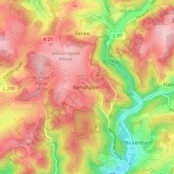 Topografische Karte Remshagen, Höhe, Relief
