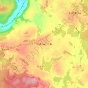 Topografische Karte Starkowa Huta, Höhe, Relief