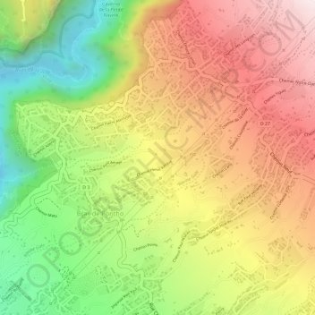 Topografische Karte Trois Mares les Hauts, Höhe, Relief