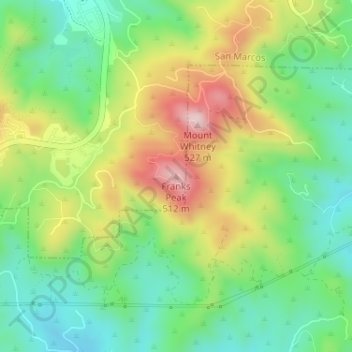 Topografische Karte Franks Peak, Höhe, Relief