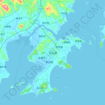 Topografische Karte 东山县, Höhe, Relief
