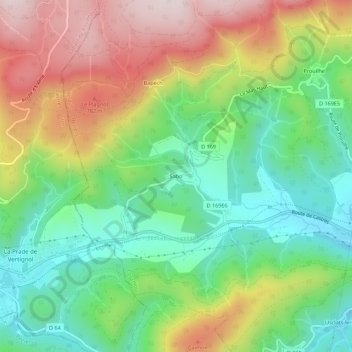Topografische Karte Sabo, Höhe, Relief