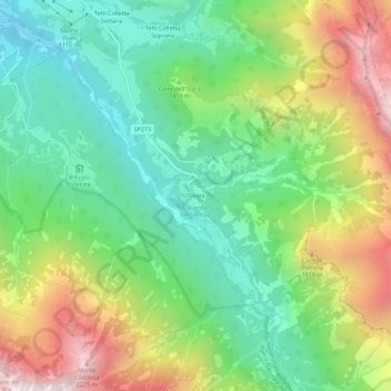 Topografische Karte Trinità, Höhe, Relief