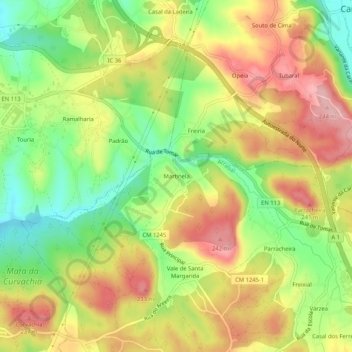 Topografische Karte Martinela, Höhe, Relief