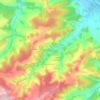 Topografische Karte Biembach, Höhe, Relief