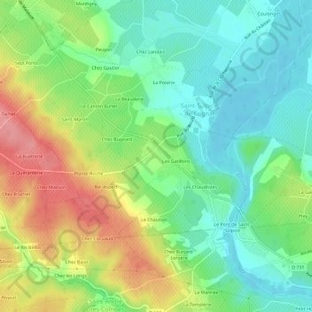 Topografische Karte Chez Millet, Höhe, Relief