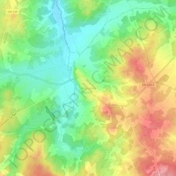 Topografische Karte Alfaiates, Höhe, Relief